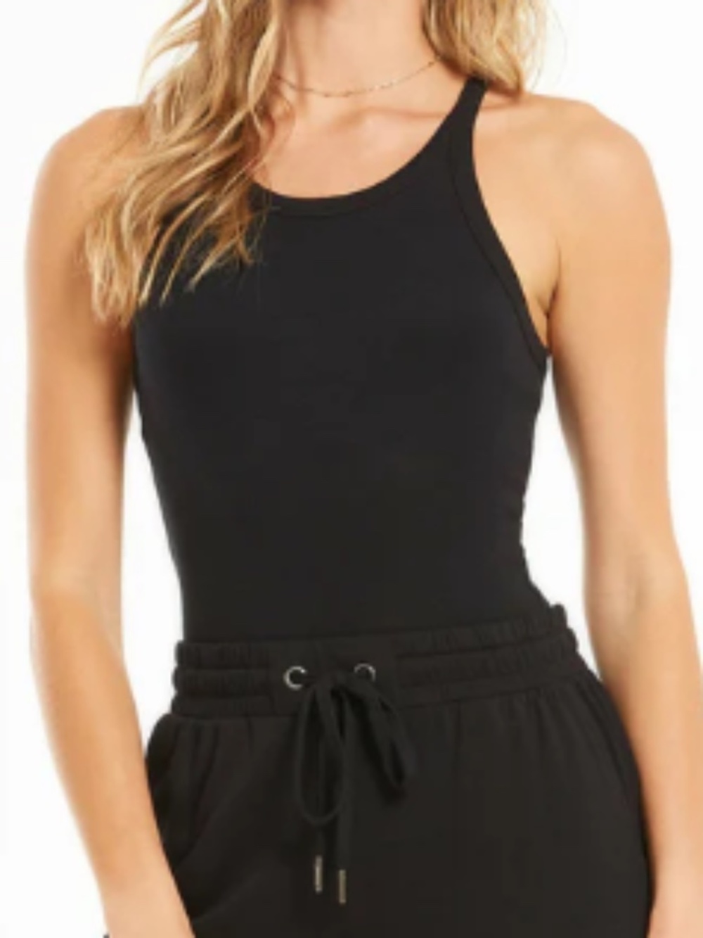 NWT Z Supply Layer Up Rib Tank Black Built-In Bra Fitted